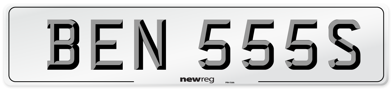 BEN 555S Number Plate from New Reg